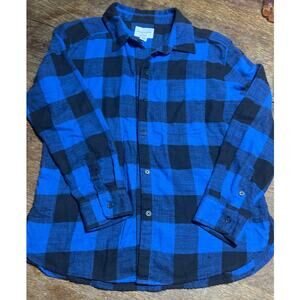 American Eagle Blue plaid boyfriend cut Button up shirt size xs